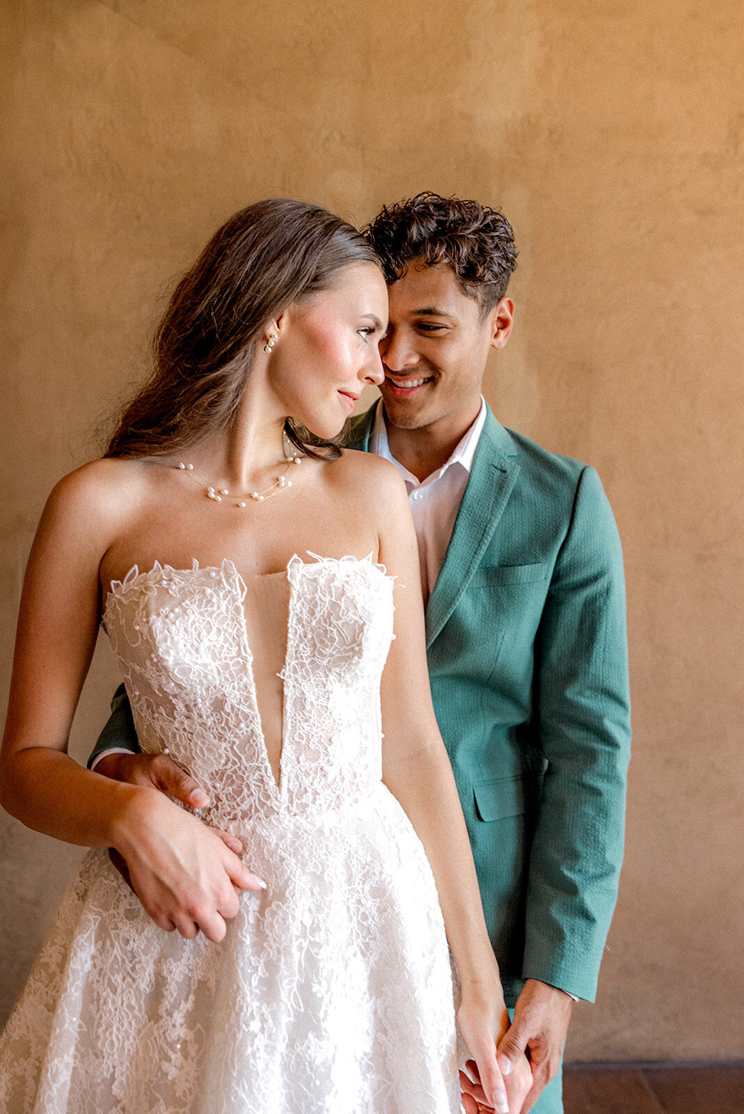 Bride looking into groom's eyes at Club Corazon